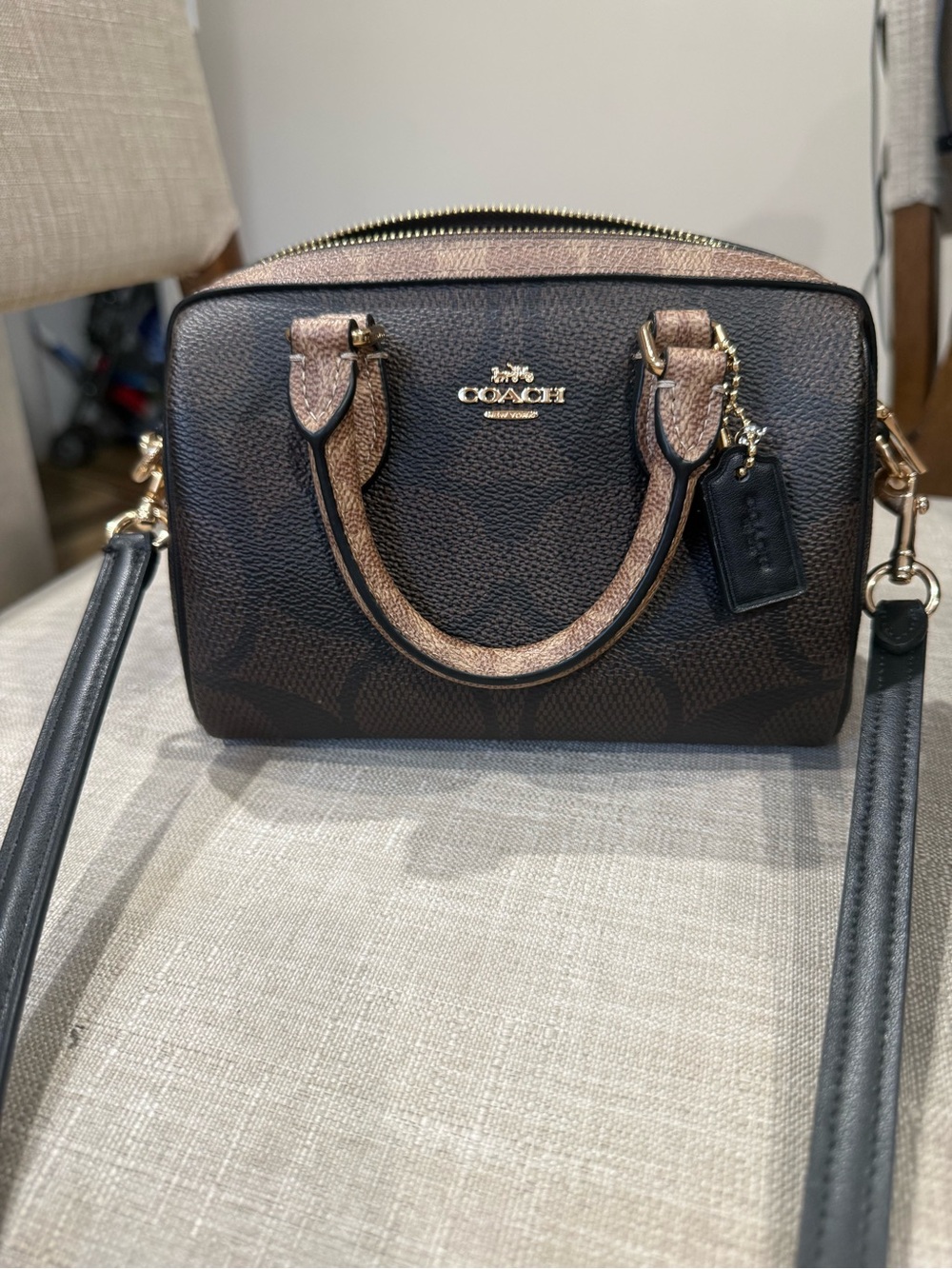Coach Rowan Small Signature Dome Satchel in Brown